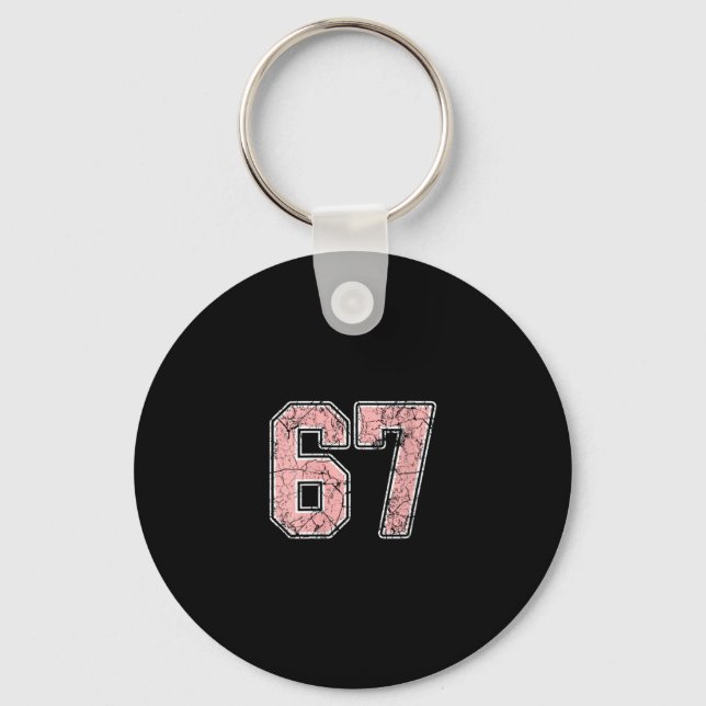 Womens Pink And White Number 67 Jersey Player Unif Keychain (Front)