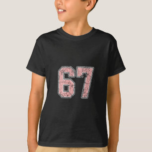 Womens Pink And White Number 67 Jersey Player Unif T-Shirt