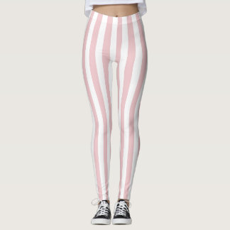 Women's Pink and White Stripe Leggings