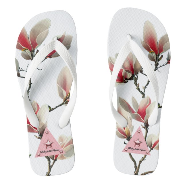 Women's Pink Blossom Adult Flip Flops (Footbed)