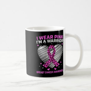 Womens Pink Breast Cancer Warrior Cute Heart Cheet Coffee Mug