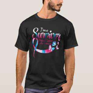 Womens Pink Butterfly Im A Survivor Breast Cancer  T-Shirt