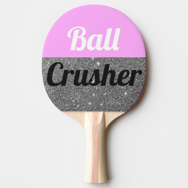 Women's Pink Funny Ball Crusher Smack Talk Ping Pong Paddle (Front)