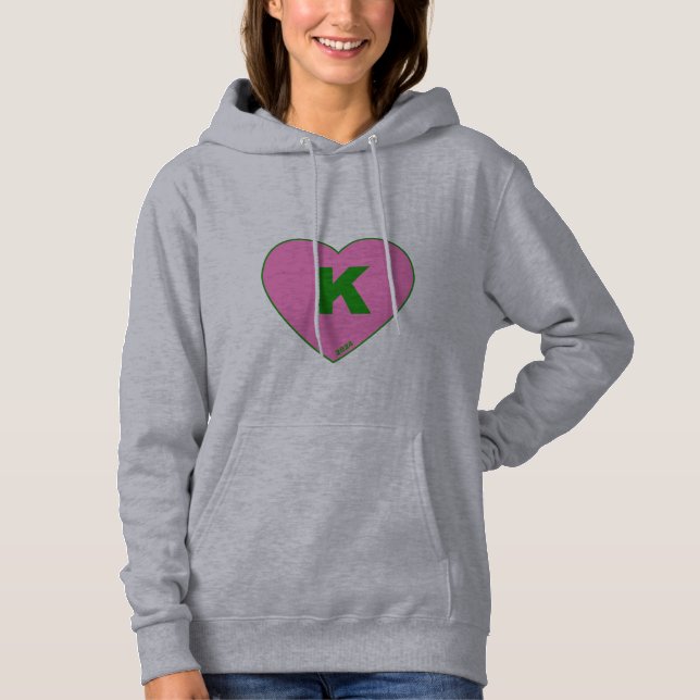 Women's Pink & Green K-Heart Hoodie (Front)