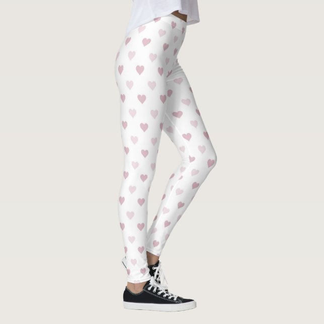  Women's Pink Heart Candy Leggings | Pink Hearts (Right)
