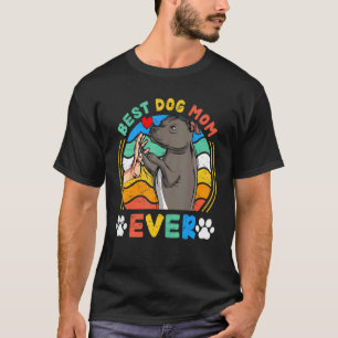 Womens Pitbull Best Dog Mom Ever Dog Retro T-Shirt