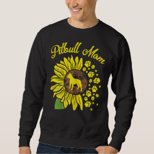 Womens Pitbull Mom Sunflower Paw Pittie Dog Owner Sweatshirt