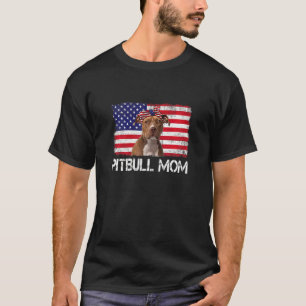 Womens Pitbull Mom Us Flag 4th Of July Patriotic W T-Shirt
