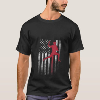 Womens Pitcher Baseball 4th of July American Flag T-Shirt