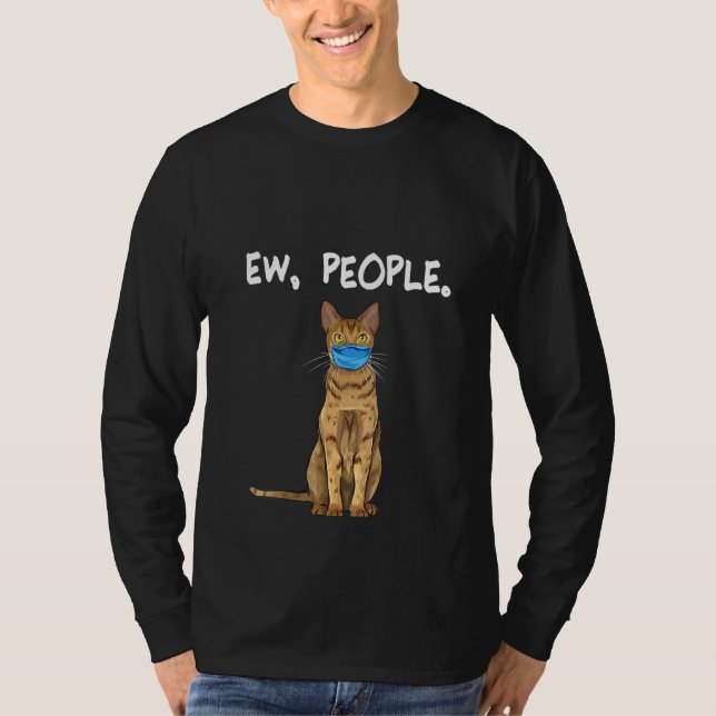 Womens Pixiebob Ew People  Cat Wearing Face Mask T-Shirt (Front)