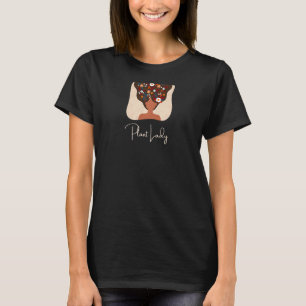 Womens Plant Lady Garden Female Face Line Flower W T-Shirt