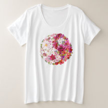 Women's Plus Watercolor Floral Yin-Yang