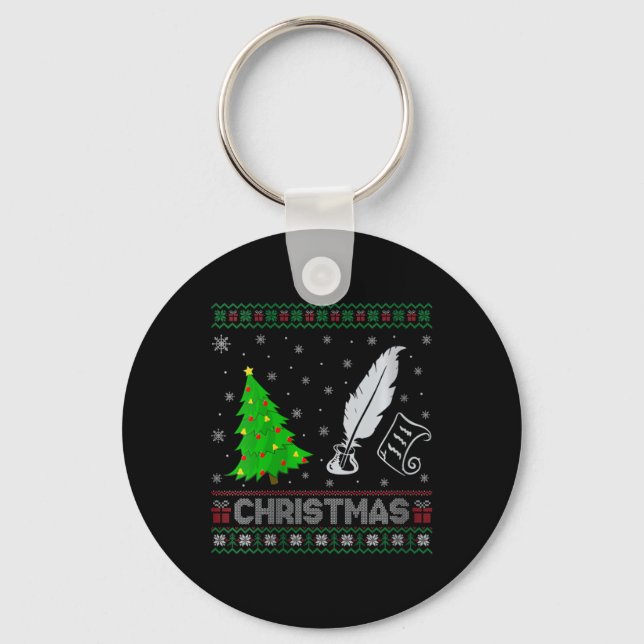 Womens Poetry Xmas Tree Lighting Ugly Christmas Sw Keychain (Front)