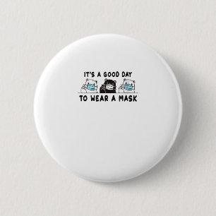 Womens Polar Bear Black Bear Wearing Face Mask 2 Inch Round Button