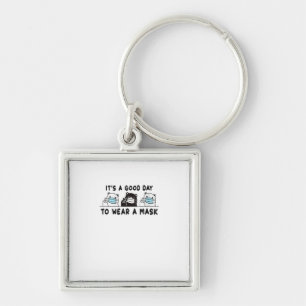 Womens Polar Bear Black Bear Wearing Face Mask Keychain