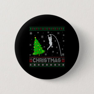 Womens Pole Vault Xmas Tree Lighting Ugly Christma 2 Inch Round Button