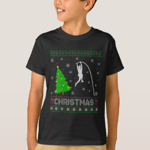 Womens Pole Vault Xmas Tree Lighting Ugly Christma T-Shirt