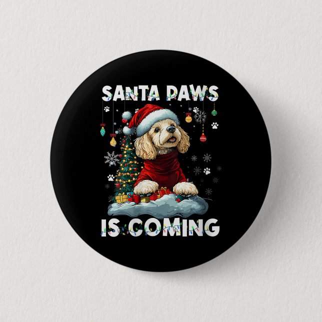 Womens Poodle Christmas Tree Lights Decorations Do 2 Inch Round Button (Front)