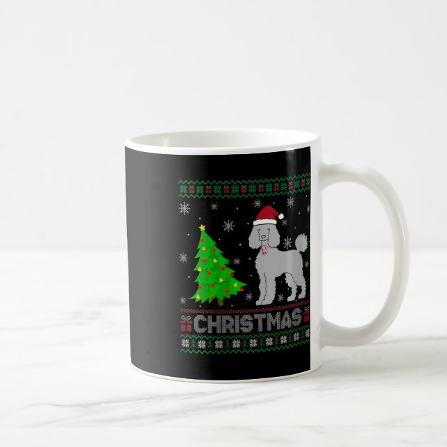 Womens Poodle Dog Xmas Tree Lighting Ugly Christma Coffee Mug (Right)