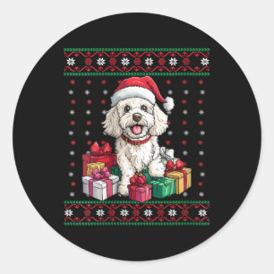 Womens Poodle Santa Hat Funny Dog Lover Xmas Poodl Classic Round Sticker