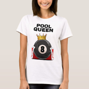 Womens Pool Shirts For Girls Pool Queen White Wome