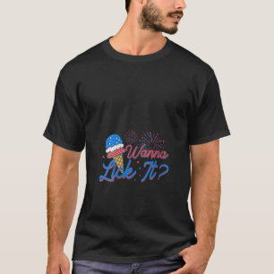 Womens Popsicle Ice Cream Firework Wanna Lick It V T-Shirt