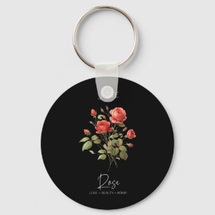 Womens Positive Quote Flower Birthday Floral Birth Keychain