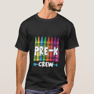 Womens Pre K Crew Cute Preschool Crayon School Fie T-Shirt
