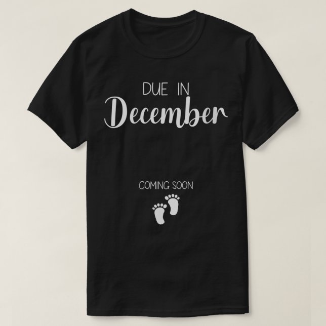 Womens Pregnancy Announcement Due In December Moth T-Shirt (Design Front)