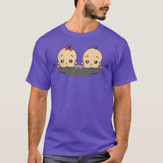 Womens Pregnancy Funny Twins Boy Girl Baby  T-Shirt
