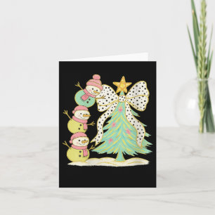 Womens Preppy Coquette Christmas Snowm 2025 Funny  Card