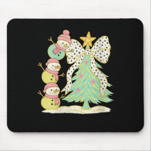 Womens Preppy Coquette Christmas Snowm 2025 Funny  Mouse Pad