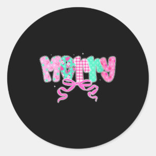 Womens Preppy Coquette Merry Bow Vintage Retro Chr Classic Round Sticker