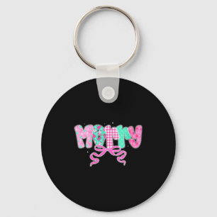Womens Preppy Coquette Merry Bow Vintage Retro Chr Keychain