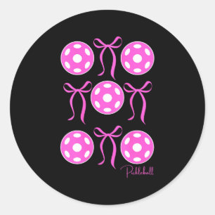 Womens preppy pink pickleball shirt girls love classic round sticker