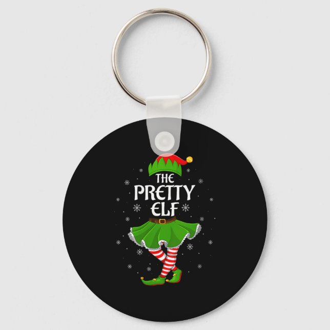 Womens Pretty Elf Christmas Family Girls Women Elf Keychain (Front)