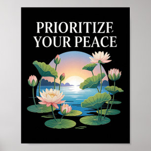 Womens Prioritize Your Peace Mental Health Awarene Poster