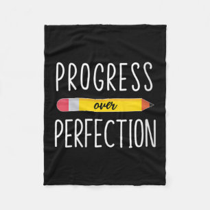 Womens Progress Over Perfection Motivational Back  Fleece Blanket
