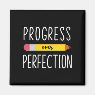 Womens Progress Over Perfection Motivational Back Magnet