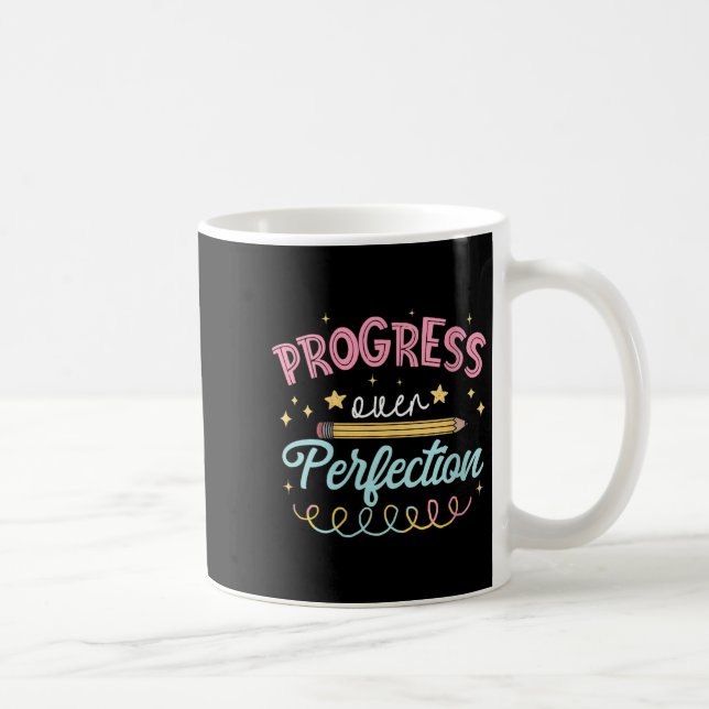 Womens Progress Over Perfection Motivational Teach Coffee Mug (Right)