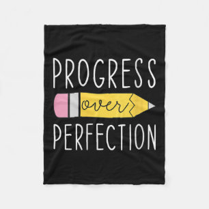 Womens Progress Over Perfection Motivational Teach Fleece Blanket