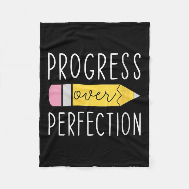 Womens Progress Over Perfection Motivational Teach Fleece Blanket (Front)