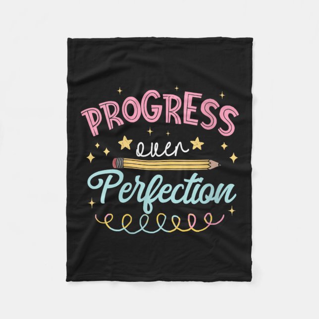 Womens Progress Over Perfection Motivational Teach Fleece Blanket (Front)