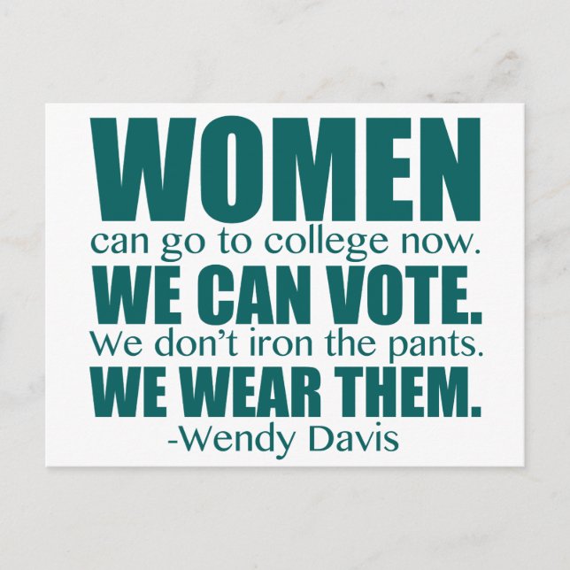 Women's Progress Wendy Davis Feminist Quote Postcard (Front)