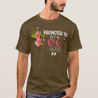 Womens Promoted to GG Est 2023 Women Floral First  T-Shirt