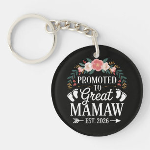 Womens Promoted to Great Mamaw Keychain
