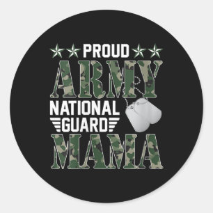 Womens Proud Army National Guard Mama Military Fam Classic Round Sticker