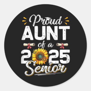 Womens Proud Aunt Of A Cl Of 2025 Senior Retro Gra Classic Round Sticker