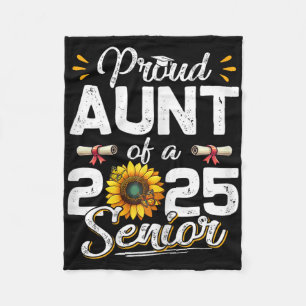 Womens Proud Aunt Of A Cl Of 2025 Senior Retro Gra Fleece Blanket