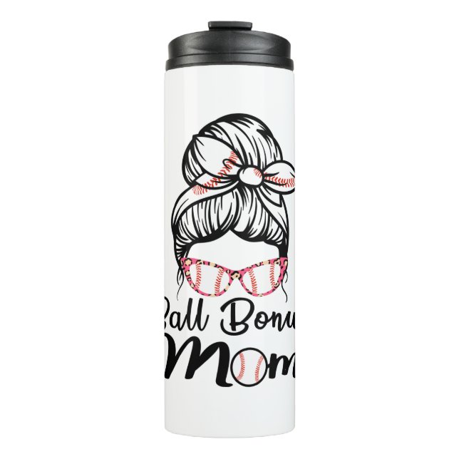 Womens Proud Baseball Softball Bonus Mom Thermal Tumbler (Front)